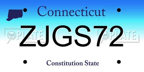 ZJGS72 Connecticut License Plate