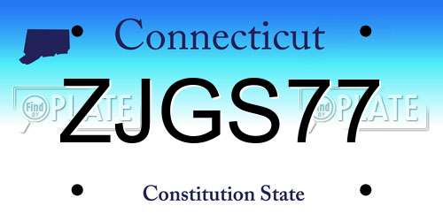 ZJGS77 Connecticut License Plate