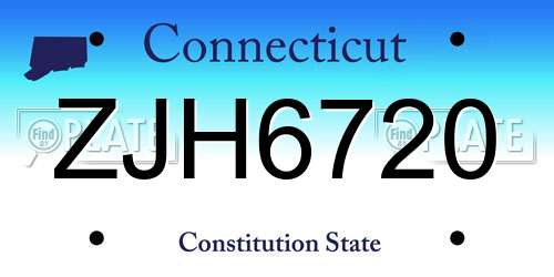 ZJH6720 Connecticut License Plate