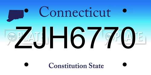 ZJH6770 Connecticut License Plate
