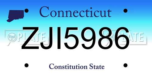 ZJI5986 Connecticut License Plate
