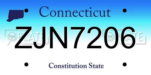 ZJN7206 Connecticut License Plate
