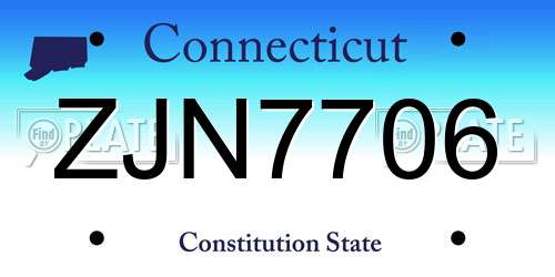 ZJN7706 Connecticut License Plate