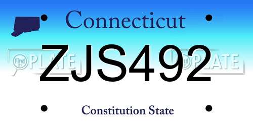 ZJS492 Connecticut License Plate