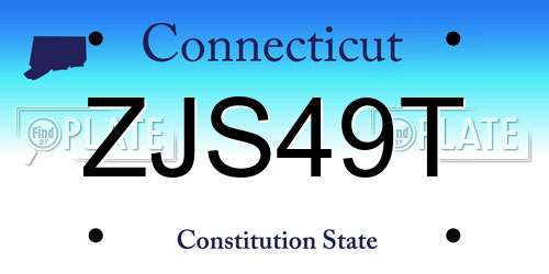 ZJS49T Connecticut License Plate
