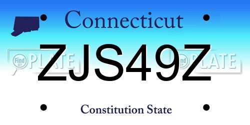 ZJS49Z Connecticut License Plate