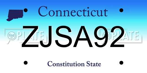 ZJSA92 Connecticut License Plate