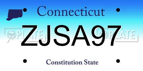 ZJSA97 Connecticut License Plate