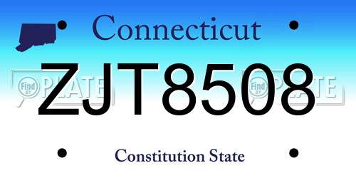 ZJT8508 Connecticut License Plate