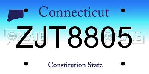 ZJT8805 Connecticut License Plate