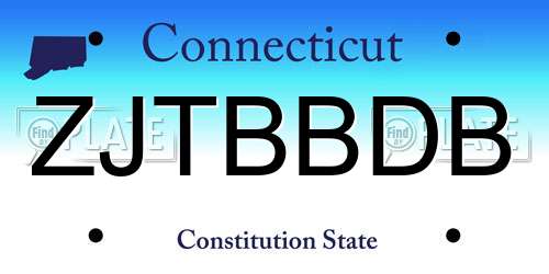ZJTBBDB Connecticut License Plate