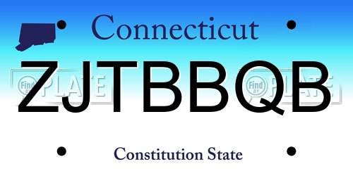 ZJTBBQB Connecticut License Plate