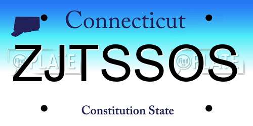ZJTSSOS Connecticut License Plate