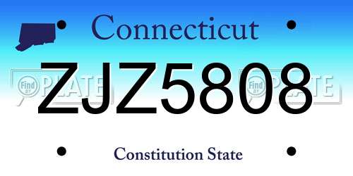 ZJZ5808 Connecticut License Plate
