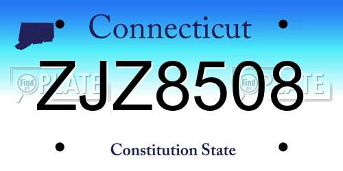 ZJZ8508 Connecticut License Plate