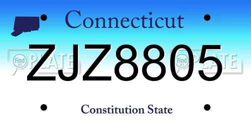 ZJZ8805 Connecticut License Plate