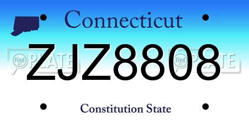 ZJZ8808 Connecticut License Plate