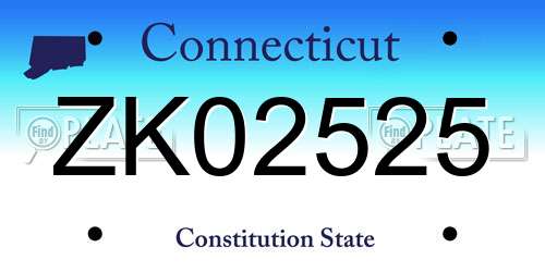 ZK02525 Connecticut License Plate