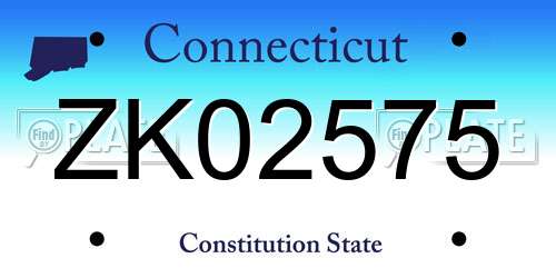 ZK02575 Connecticut License Plate