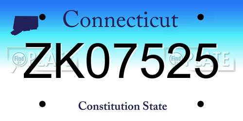 ZK07525 Connecticut License Plate