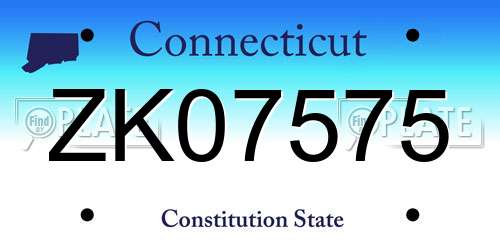 ZK07575 Connecticut License Plate