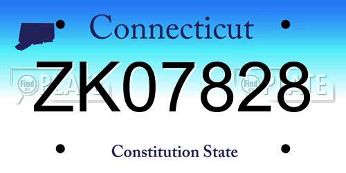 ZK07828 Connecticut License Plate