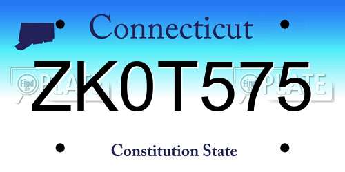 ZK0T575 Connecticut License Plate