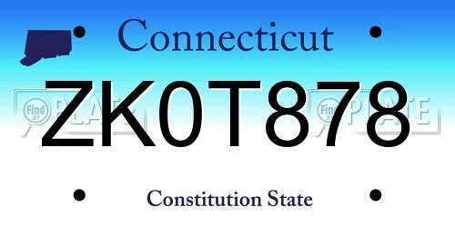 ZK0T878 Connecticut License Plate