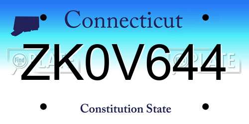 ZK0V644 Connecticut License Plate