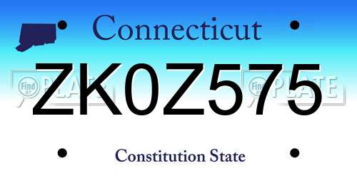 ZK0Z575 Connecticut License Plate