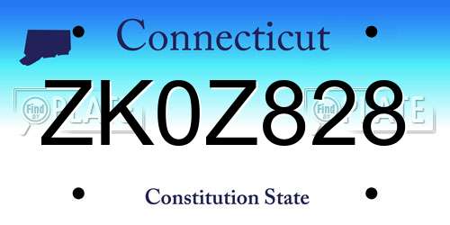 ZK0Z828 Connecticut License Plate