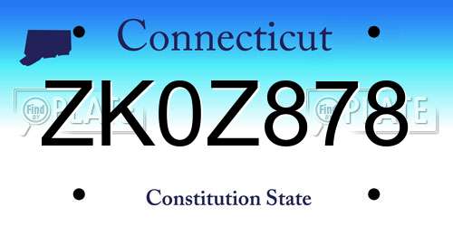 ZK0Z878 Connecticut License Plate