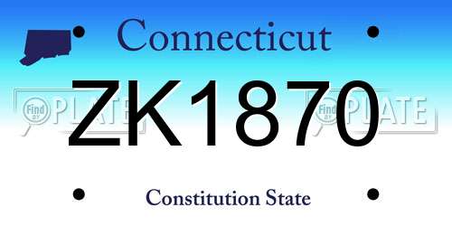 ZK1870 Connecticut License Plate