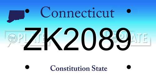ZK2089 Connecticut License Plate
