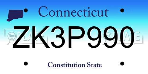 ZK3P990 Connecticut License Plate
