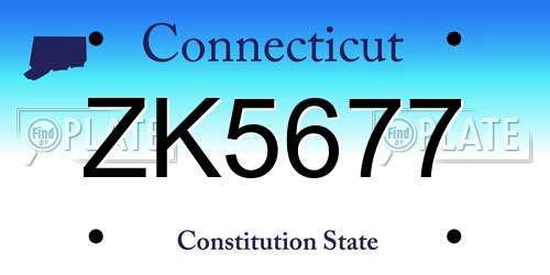 ZK5677 Connecticut License Plate
