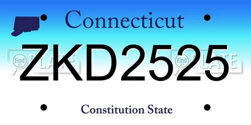 ZKD2525 Connecticut License Plate