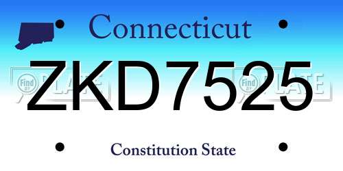 ZKD7525 Connecticut License Plate