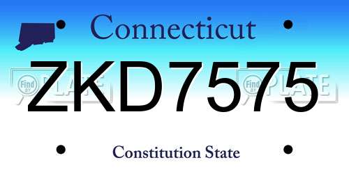 ZKD7575 Connecticut License Plate