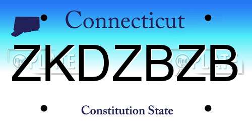 ZKDZBZB Connecticut License Plate