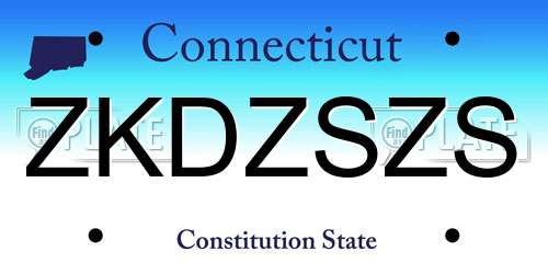 ZKDZSZS Connecticut License Plate