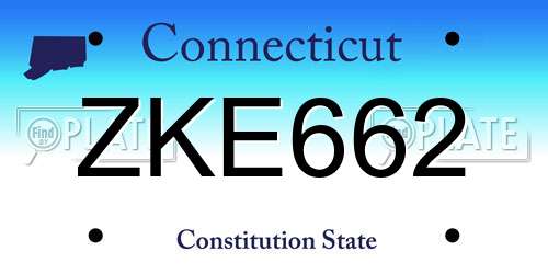 ZKE662 Connecticut License Plate