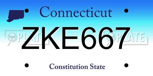 ZKE667 Connecticut License Plate