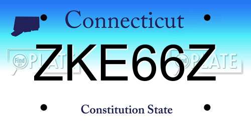 ZKE66Z Connecticut License Plate