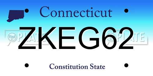 ZKEG62 Connecticut License Plate