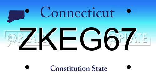 ZKEG67 Connecticut License Plate