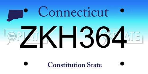 ZKH364 Connecticut License Plate