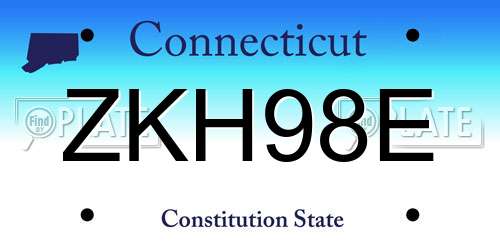 ZKH98E Connecticut License Plate
