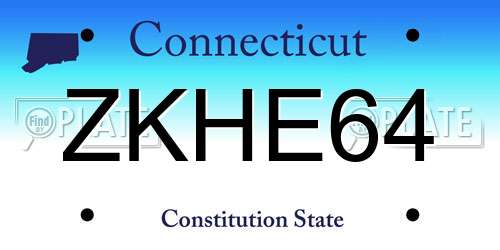 ZKHE64 Connecticut License Plate