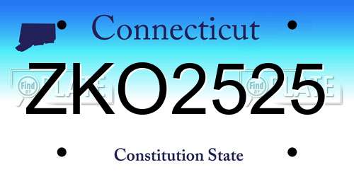 ZKO2525 Connecticut License Plate